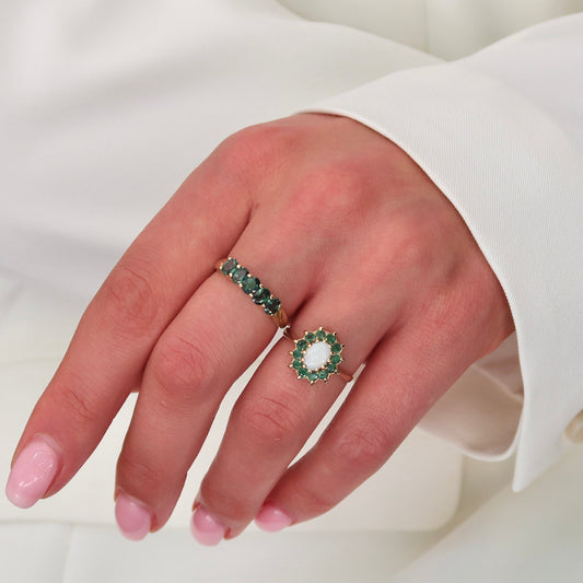 June | Smaragd Halo Ring