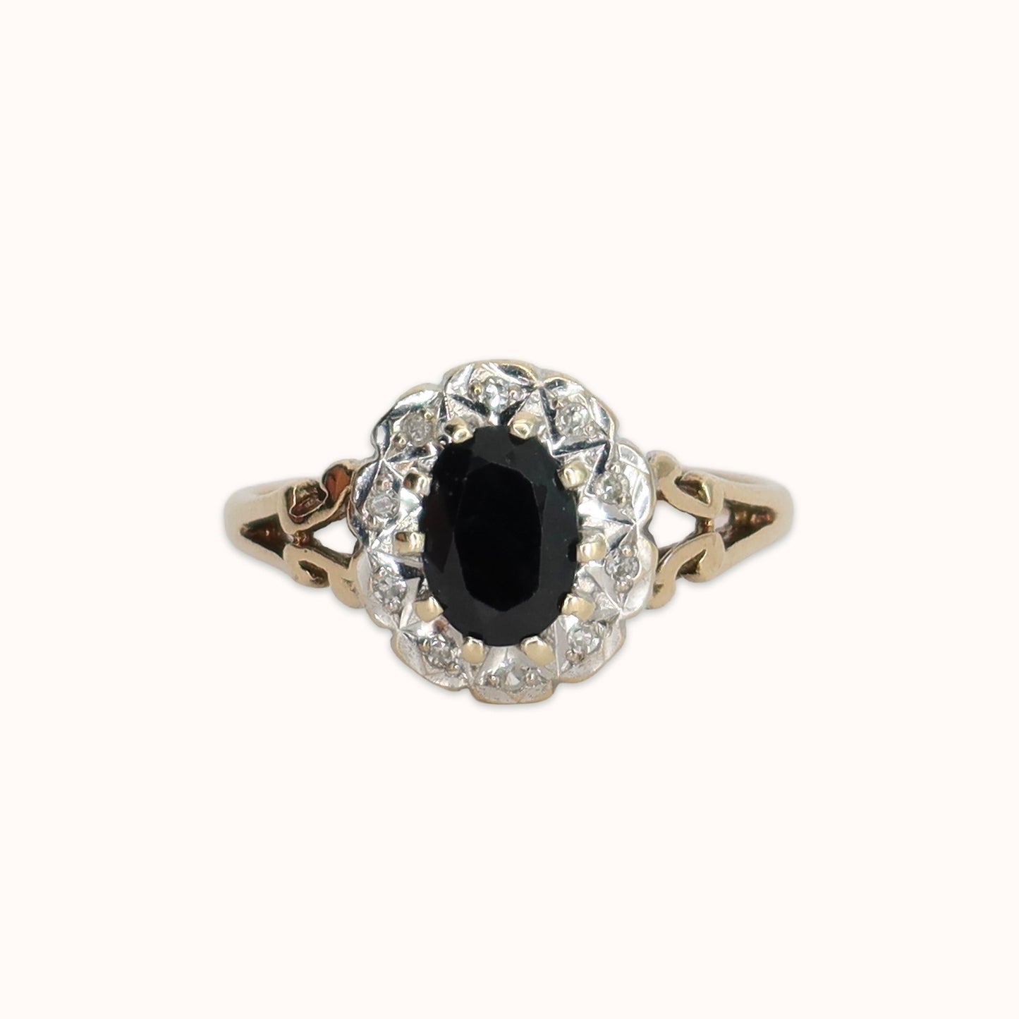 Kate | Saffier & Diamant Halo Ring