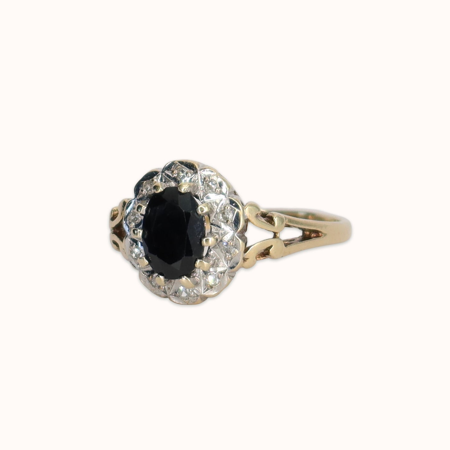 Kate | Saffier & Diamant Halo Ring