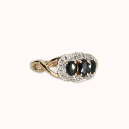 Olivia | Saffier & Diamant Trilogie Ring
