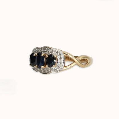 Olivia | Saffier & Diamant Trilogie Ring