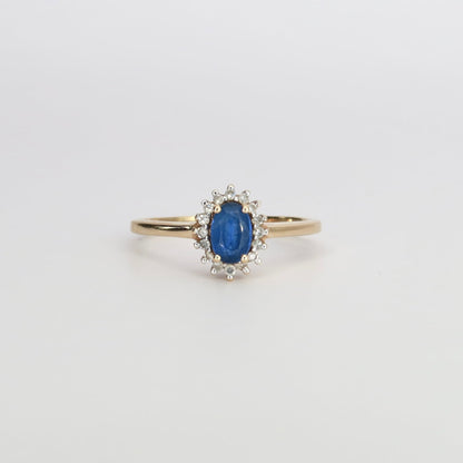 Kae | Saffier & Diamant Halo Ring