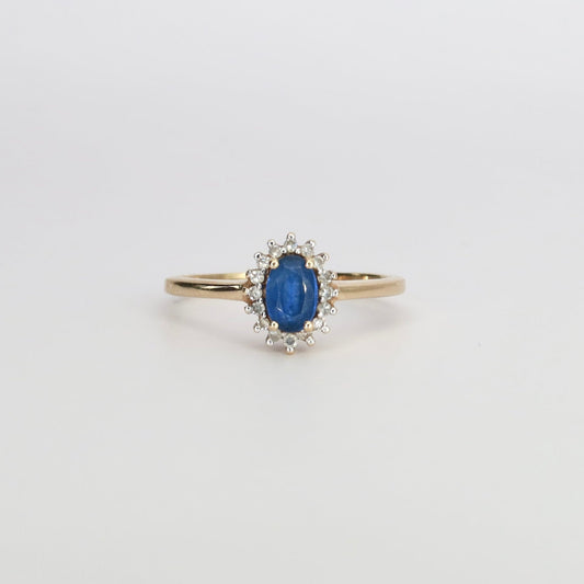 Kae | Saffier & Diamant Halo Ring