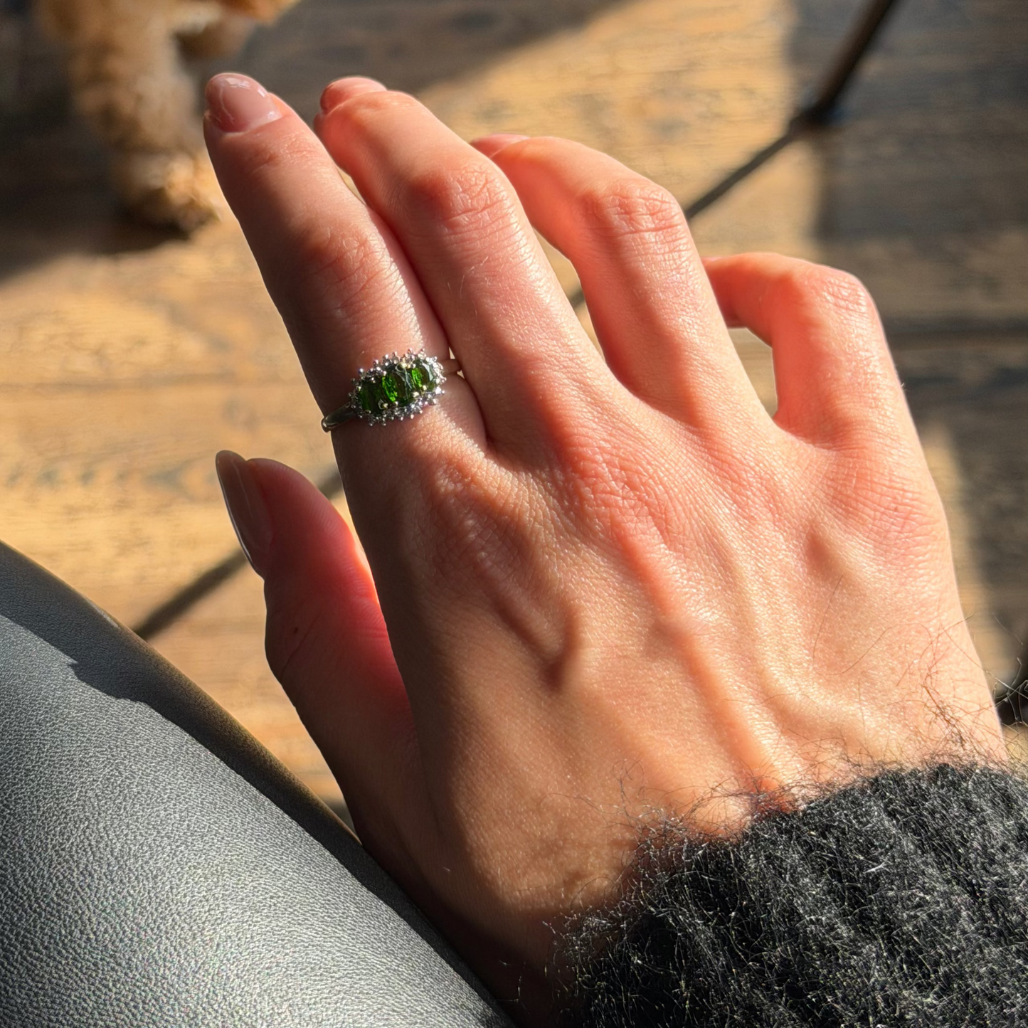 Josephine | Diopsiet & Diamant Trilogie Ring