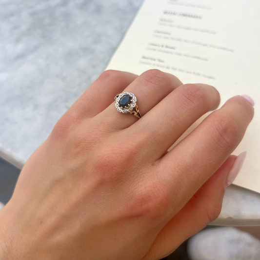 Kate | Saffier & Diamant Halo Ring