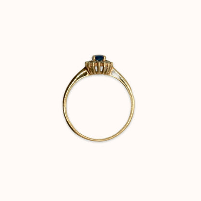 Kae | Saffier & Diamant Halo Ring