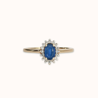 Kae | Saffier & Diamant Halo Ring